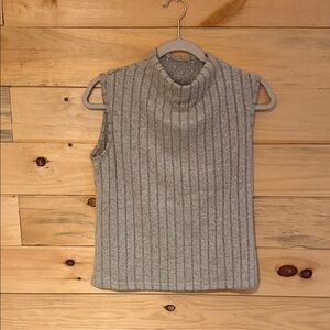 SHEIN Gray Ribbed Mock Neck Sleeveless Tank
